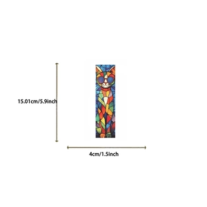 Detailed size specifications for artistic bookmark showing 5.9 inch height and 1.5 inch width