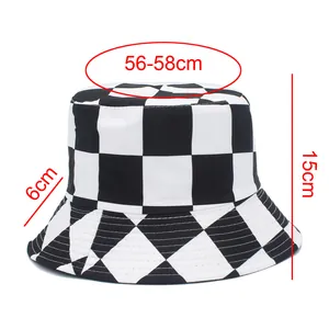 Size guide for bucket hat showing 56-58cm circumference and 6cm brim width details