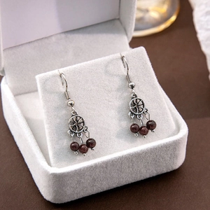 Vintage Ethnic Round Hollow Dreamcatcher Alloy Drop Earrings With Colorful Beads Bohemian Style For Women