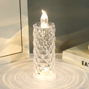 Rose crystal LED night light with warm white refraction projection for cozy atmosphere