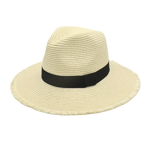 Chapeau De Soleil Fedora Panama En Paille Bord Effiloché Large Bord Respirant Été Plage Voyage Femmes Hommes Ruban
