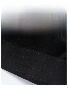 Close-up of a wide sweatband design inside a black washed baseball cap for moisture wicking