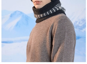 Close-up of a warm knit neck gaiter and fleece scarf set for winter outdoor wind protection
