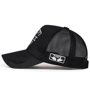 Breathable black mesh baseball cap for men and women featuring York and Force embroidery