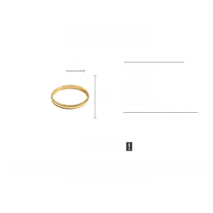 Detailed specs of the 18k gold plated geometric bangle showing a 6cm diameter and 19.8g weight