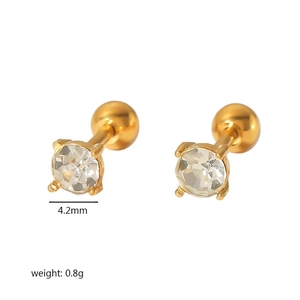 18k gold plated geometric earrings with white crystal studs and screw ball back