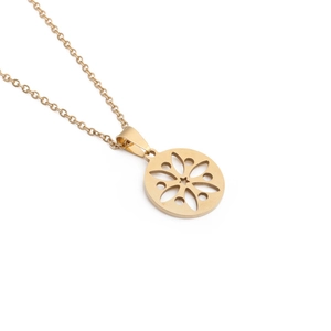 Collana minimalista in acciaio inossidabile dorato con ciondolo a fiore geometrico