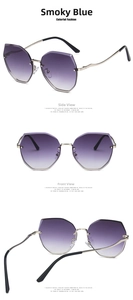 Trois angles de lunettes de soleil géométriques sans monture avec verres dégradés violets