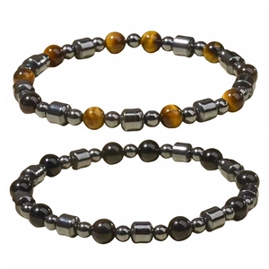Natural Stone Beaded Bracelets Tiger Eye Lava Malachite Hematite Elastic Adjustable Fashion Jewelry For Men