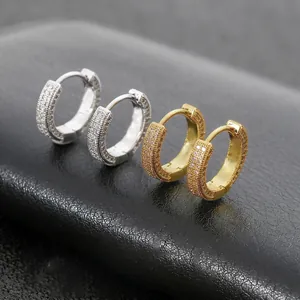 Kupfer Creolen Mit Pavé Zirkonia Hiphop Iced Out Rund Geometrisch Huggies Für Herren Und Damen