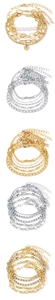 Détails de bracelets multicouches dorés et argentés avec perles et strass brillants