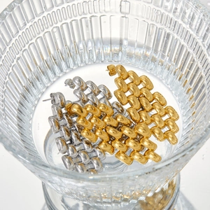 Golden and silver woven chain stud earrings made of high-quality stainless steel