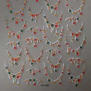 3D Christmas nail stickers with colorful rhinestones and embossed festive patterns