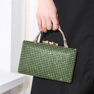 Rhinestone Evening Bag With Metal Bamboo Handle Luxury Clutch For Women Banquet Party Wedding Elegant Handbag