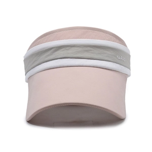 Pink and grey sun visor hat for women with breathable fabric and contrast colors