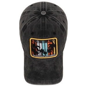 Vintage black washed cotton baseball cap with SQUAD Canadian Dreaming embroidery patch