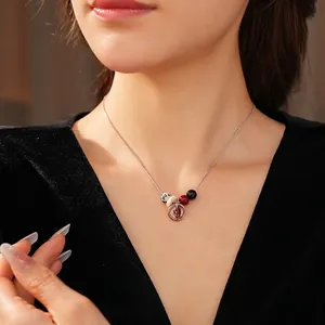 Vintage Bohemian Pendant Necklace For Women Titanium Steel With Spotted Stone Alloy Beads Coin Sun Pattern Charms