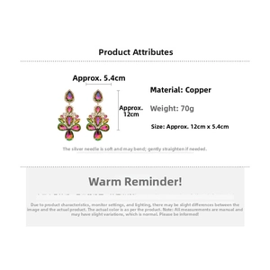 Detailed size specifications for large luxury teardrop flower drop earrings for women