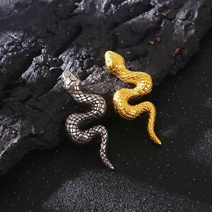 Snake Pendant Necklace Stainless Steel 3D Animal Gothic Punk Vintage Jewelry For Men Women