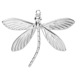Polished dragonfly pendant detail with textured wings and silver finish for DIY necklaces