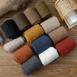 Japanese style ribbed cotton calf socks for women in various solid earth tones