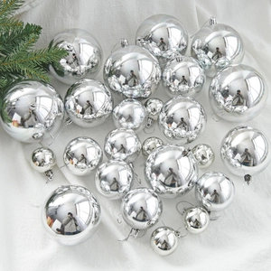 Silver Christmas Ball Ornaments Shiny Mirror Electroplated Plastic Hanging Decorations For Holiday Wedding Party Tree Baubles