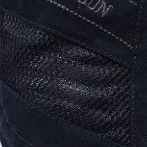 Close-up of breathable mesh fabric and reinforced stitching on a summer beret cap