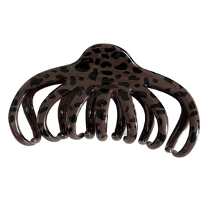 Elegante pinza per capelli grande con stampa leopardata marrone per donna