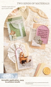 Close-up of vintage floral embossed paper and lace decorative materials for journaling
