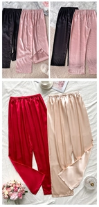 Collage de pantalons de pyjama larges en satin noir rose rouge et couleur champagne