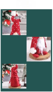 Close-up of a Christmas gnome detail with red knitted hat and long white beard decor