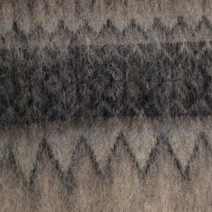 Retro crewneck sweater with light brown and dark grey geometric knit wool texture