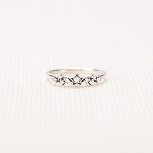 925 Sterling Silver Ring For Women Sparkling Star Zircon Minimalist Geometric Finger Jewelry Gift
