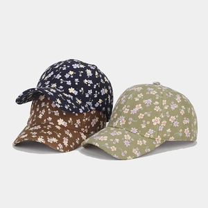 Casquettes de baseball fleuries pour femmes en bleu marine, marron foncé et vert olive
