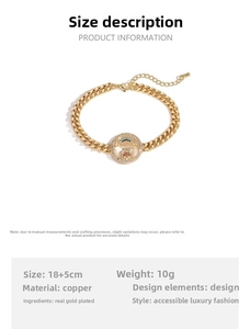 Detail of gold-plated Cuban chain bracelet with girl pendant and adjustable clasp