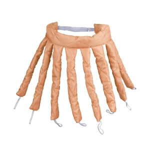 Orange octopus heatless hair curler for overnight curls with quilted fabric straps