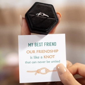 Handheld S925 sterling silver knotted ring with fine zircon in a black velvet gift box