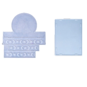 DIY castle storage box silicone resin mold set featuring crescent moon and star patterns