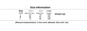 Size chart for women's printed crop top and skirt set with waist and hip measurements