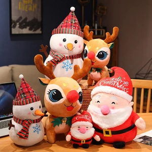 Collezione di peluche natalizi con Babbo Natale, pupazzo di neve e renne morbide