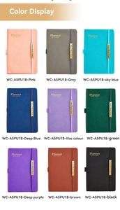 Grid display of nine colored A5 PU leather 2025-2026 planners in 3x3 layout