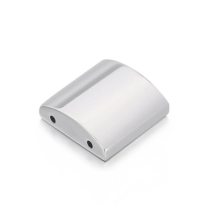 Minimalist polished stainless steel rectangular charm with dual holes and curved design