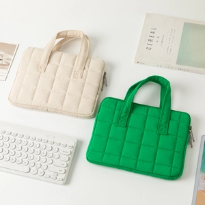 Sacoche d'ordinateur matelassée pour MacBook et iPad 11-14 pouces en crème et vert