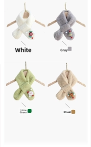 Kids plush winter scarves with festive Christmas embroidery in multiple colors