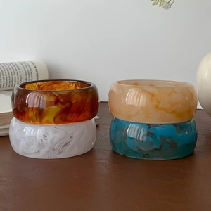 Wide Geometric Resin Bangle Bracelet Marble Pattern Tortoise Shell Thick Cuff Vintage Minimalist Fashion Jewelry For Women