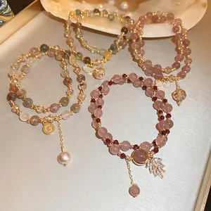 Layered Wrap Bracelet With Freshwater Pearl Gemstone Zircon Butterfly Pendant Vintage Court Jewelry Women