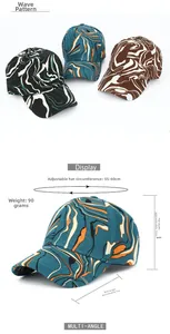 Spécifications de taille pour une casquette de baseball avec motifs à vagues colorés
