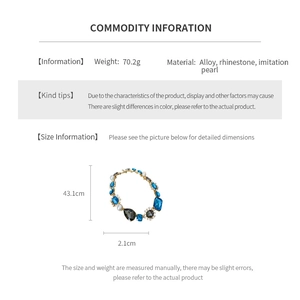 Detailed size chart and specifications for vintage drop pearl necklace with rhinestones