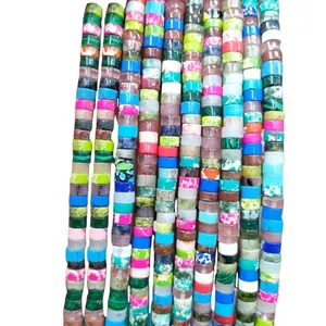 Multi-colored natural stone disc spacer beads for DIY jewelry making and beadwork