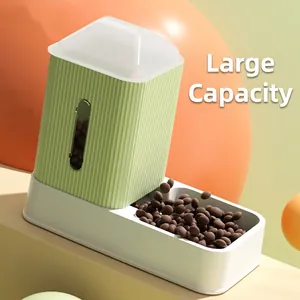 Automatic gravity pet feeder with green storage bin and large capacity for cats and dogs